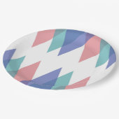Assiettes En Carton Triangles bleu et corail (Angle)