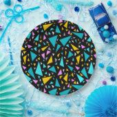 Assiettes En Carton Triangles bleu jaune couleurs sur arrière - plan n (Fête)