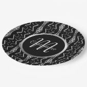 Assiettes En Carton Triangles géométriques monogrammes noirs et blancs (Angle)