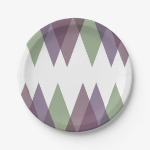 Assiettes En Carton Triangles mauve et vert