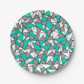 Assiettes En Carton Triangles rayées modernes de Teal, de noir, et (Devant)