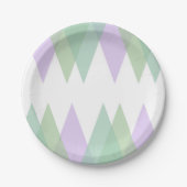 Assiettes En Carton Triangles vert et lilas (Devant)