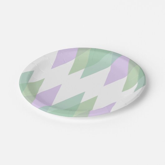 Assiettes En Carton Triangles vert et lilas (Angle)