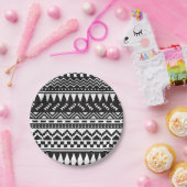 Assiettes En Carton Tribal aztèque noir et blanc (Fête)