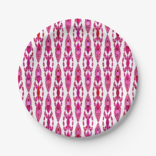 Assiettes En Carton Tribal Batik - Burqundy et Fuchsia Pink (Devant)