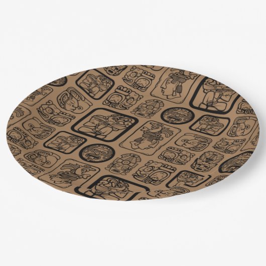 Assiettes En Carton Tribal MAYA ancien masque motif 1 (Angle)