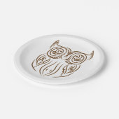 Assiettes En Carton Tribal Owl Line Art moderne Brown Abstrait (Angle)