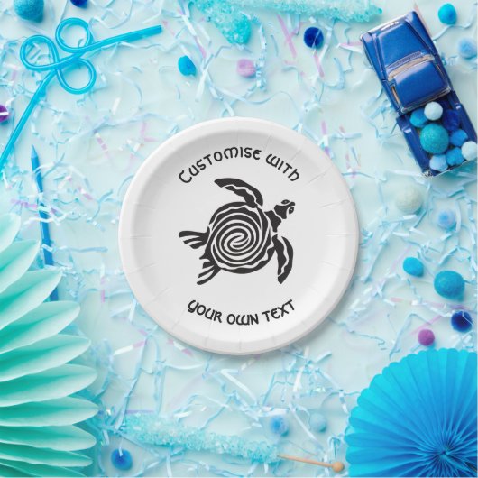 Assiettes En Carton Tribal Turtle Design Custom Text (Fête)