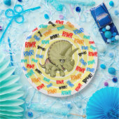 Assiettes En Carton Tricératops dit "Rawr !" (Fête)