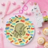 Assiettes En Carton Tricératops dit "Rawr !" (Fête)