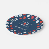 Assiettes En Carton Trick d'Halloween ou traiter les mignons crânes. (Angle)