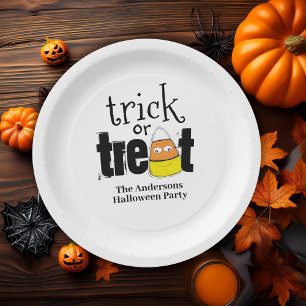 Assiettes En Carton Trick or Treat Cute Halloween personnalisé