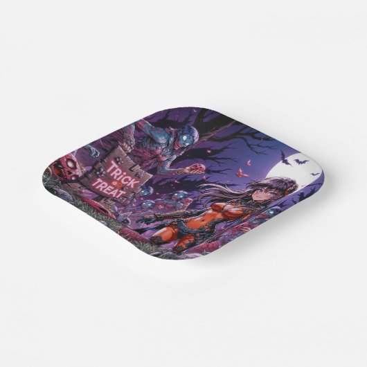 Assiettes En Carton Trick ou traiter Halloween Zombies distribuer le c (Angulaire)