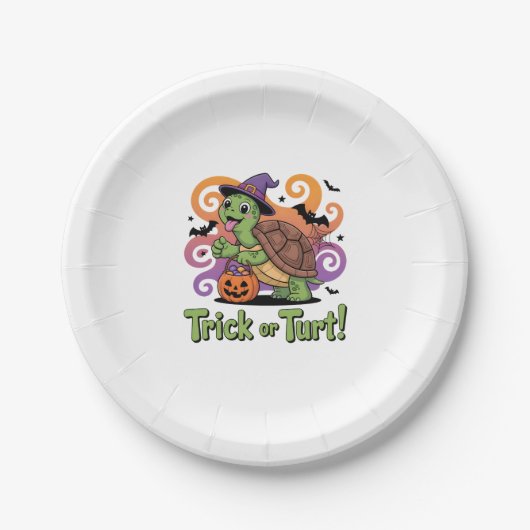 Assiettes En Carton Trick ou Turt Funny Turtle Halloween (Devant)
