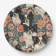 Tricolor Chihuahuas William Morris Style Floral