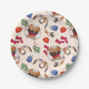 Assiettes En Carton Tricot Joy (Lin) - Plaques en papier