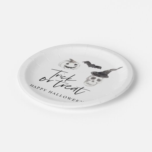 Assiettes En Carton Tricoter ou traiter éffrayant | Parti Halloween (Angle)