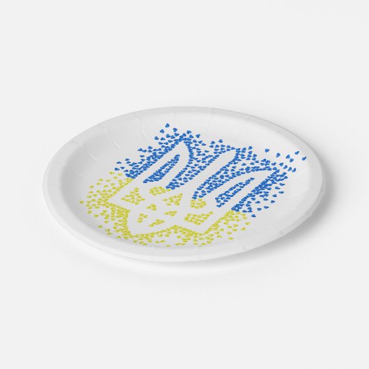 Assiettes En Carton Trident de l'emblème ukrainien tryzub dispersant l (Angle)