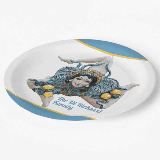 Assiettes En Carton Trinacria de Sicile Symbole à trois pattes Sicilia (Angle)