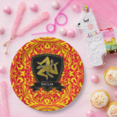 Assiettes En Carton Trinacria sicilienne sur l'Motif baroque (Fête)