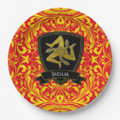 Assiettes En Carton Trinacria sicilienne sur l'Motif baroque (Devant)
