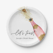 Assiettes En Carton Trinquons à la Baby Shower Rose (Devant)