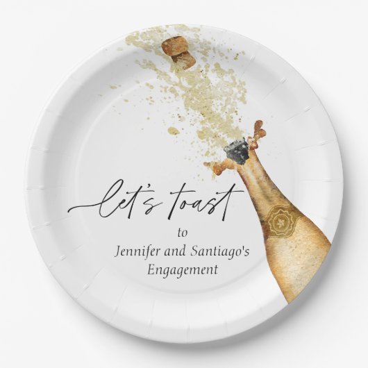 Assiettes En Carton Trinquons Plaque de Papier pour Fête de Fiançaille (Devant)