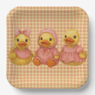 Assiettes En Carton Trio De Canard Adorable En Costumes Roses