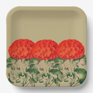 Assiettes En Carton Trio de géranium vintage - fleurs audacieuses