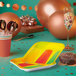 Assiettes En Carton Trio de sucettes glacées d'été Popsicles lumineuse