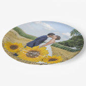 Assiettes En Carton trio de tournesol - vos plaques de papier photo ma (Angle)