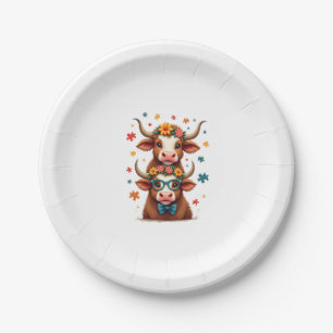 Assiettes En Carton Trio de vaches Highland autisme vintage regardant