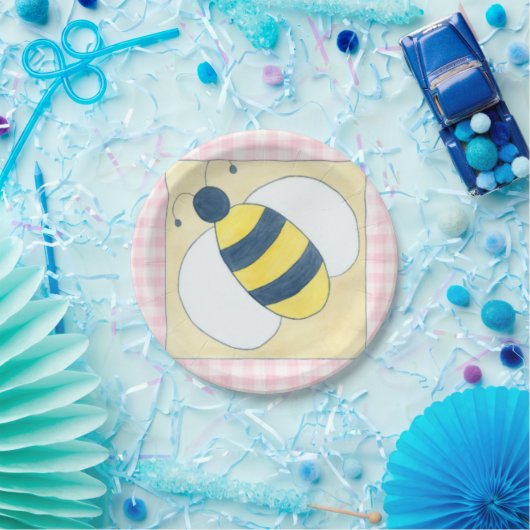 Assiettes En Carton Trio des abeilles avec des fleurs (Fête)