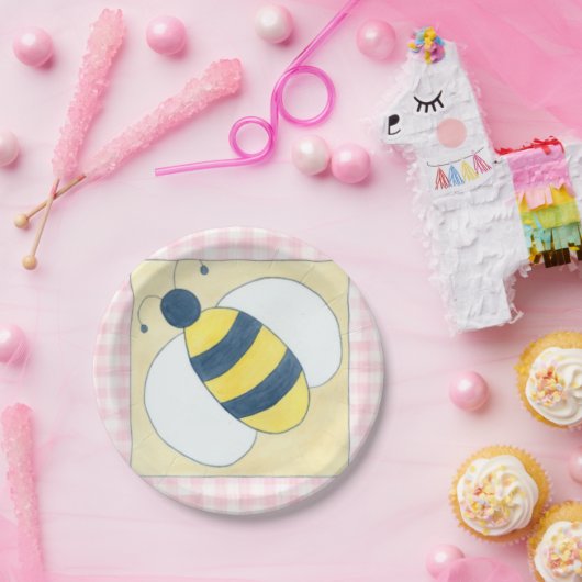 Assiettes En Carton Trio des abeilles avec des fleurs (Fête)