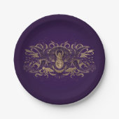 Assiettes En Carton Triple lune - Triple déesse violet et or (Devant)
