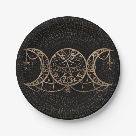 Assiettes En Carton Triple Moon - Triple Goddess Gold and black (Devant)