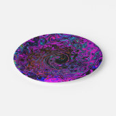 Assiettes En Carton Trippy Black et Magenta Retro Liquid Swirl (Angle)