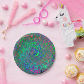 Assiettes En Carton Trippy Chartreuse et Blue Retro Liquid Swirl (Fête)