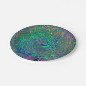 Assiettes En Carton Trippy Chartreuse et Blue Retro Liquid Swirl (Angle)