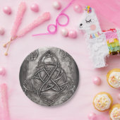 Assiettes En Carton Triquetra Trinity Knot Silvery Pewter Faux Metal (Fête)