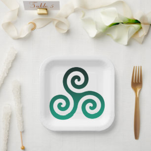 Assiettes En Carton Triskele vert