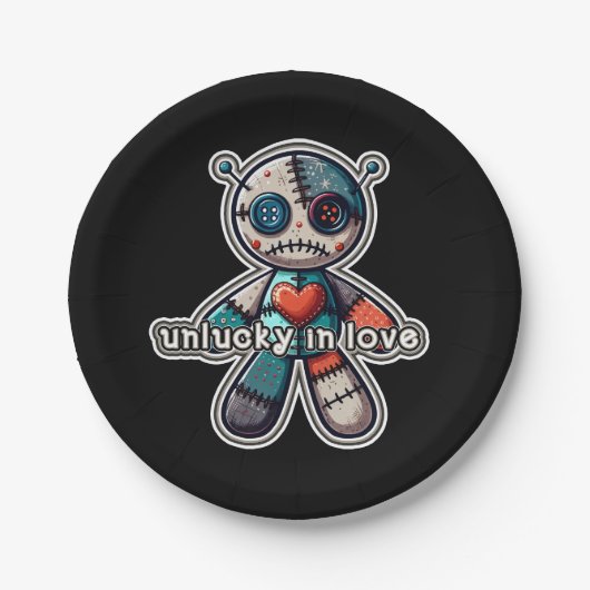 Assiettes En Carton Triste ours de poupée VOODOO UNLUCKER dans l'amour (Devant)