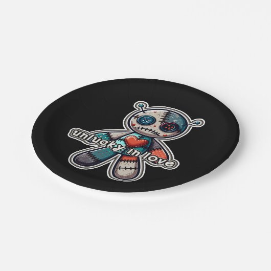 Assiettes En Carton Triste ours de poupée VOODOO UNLUCKER dans l'amour (Angle)