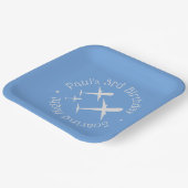 Assiettes En Carton Trois avions sur Blue Elegant Fun, Personnalisé (Angulaire)
