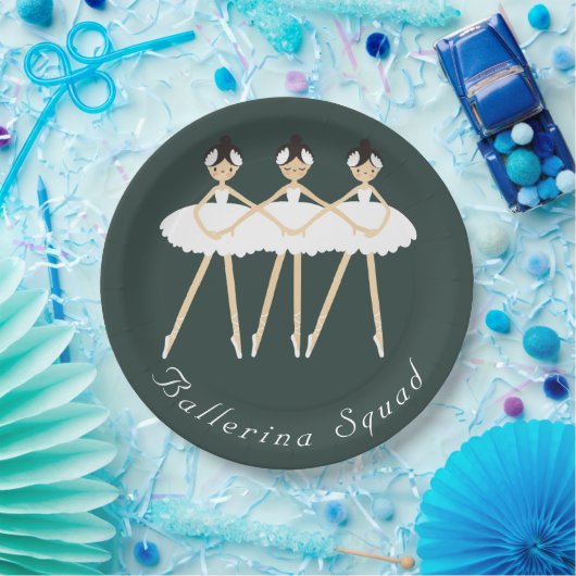 Assiettes En Carton Trois Ballerinas mignonnes, Robes blanches (Fête)