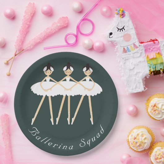 Assiettes En Carton Trois Ballerinas mignonnes, Robes blanches (Fête)