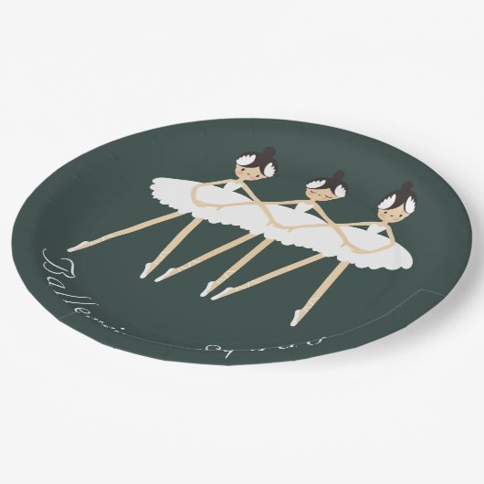 Assiettes En Carton Trois Ballerinas mignonnes, Robes blanches (Angle)