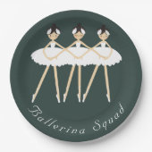 Assiettes En Carton Trois Ballerinas mignonnes, Robes blanches (Devant)