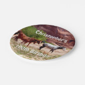 Assiettes En Carton Trois chevaux, cavalier, 100th fête d'anniversaire (Angle)