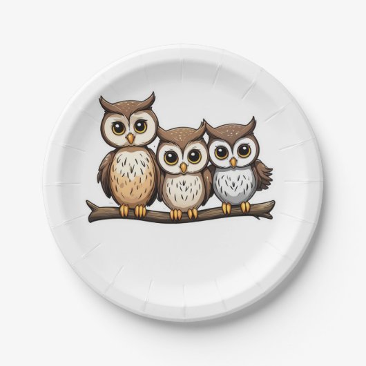 Assiettes En Carton Trois chouette petite chouette (Devant)